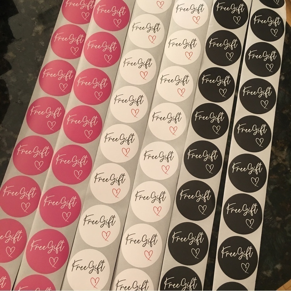60 Count - Variety Starter Pack “Free Gift” Stickers, Pink, White, Black, 1.5 in - Picture 7 of 10
